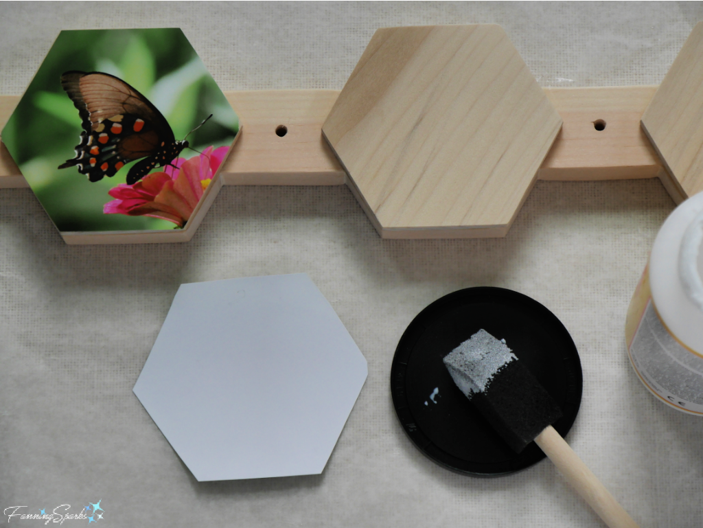 Cutting and Gluing Photos to Hexagons for Butterfly Hooks   @FanningSparks