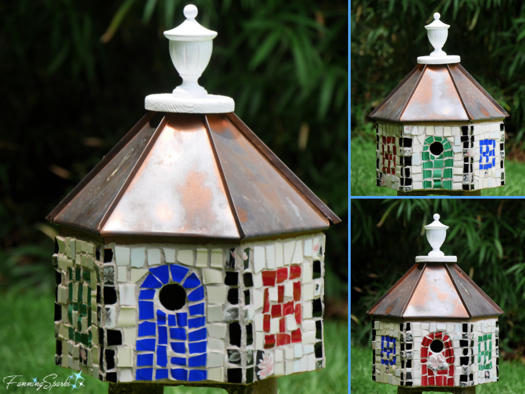 Red, Green and Blue Doors in New Broken China Birdhouse   @FanningSparks