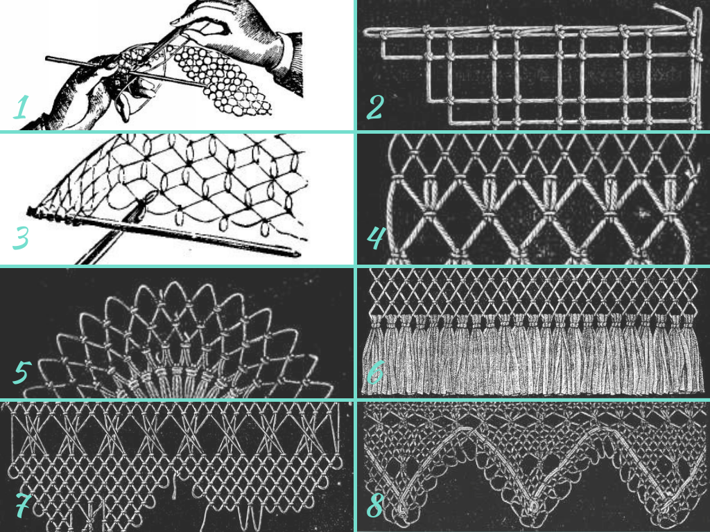 Diagrams of Netting Stitches   @FanningSparks