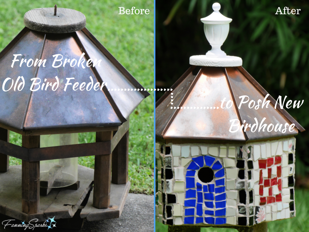 From Broken Old Bird Feeder to Posh New Birdhouse pin   @FanningSparks