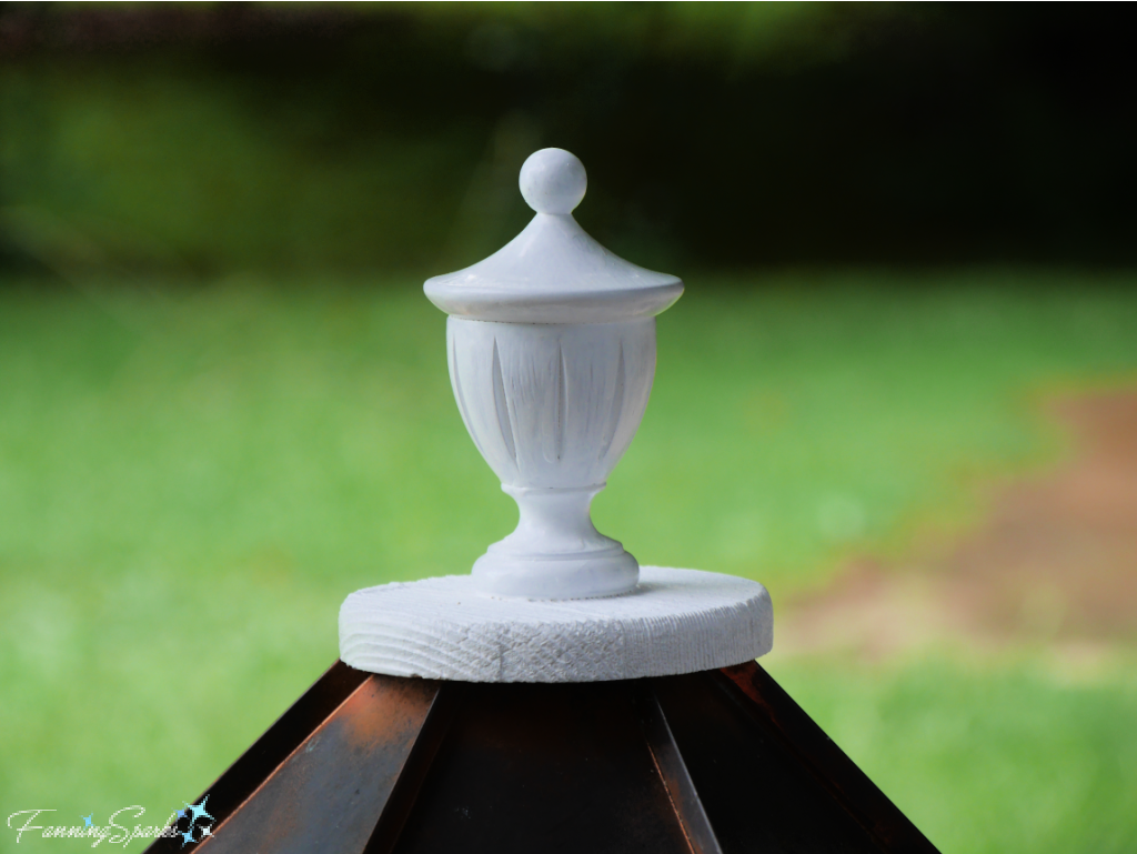 White Finial on Copper Roof of New Broken China Birdhouse   @FanningSparks