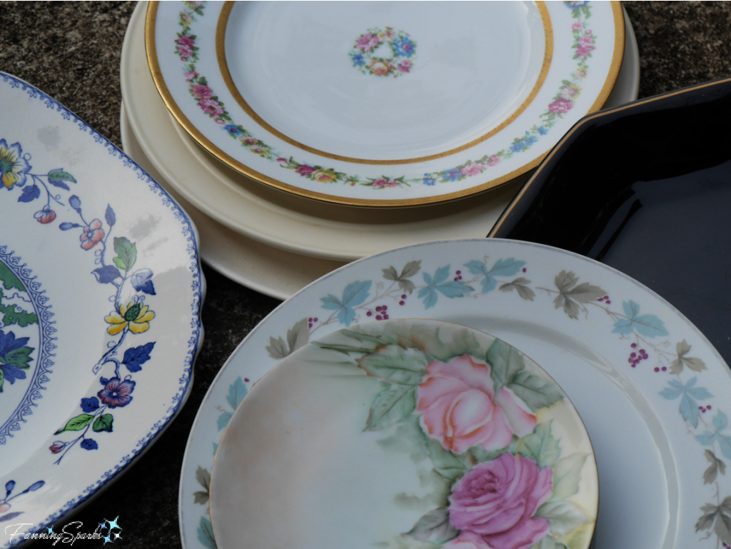 Collect Various China Dinner Plates – For Broken China Birdhouse   @FanningSparks