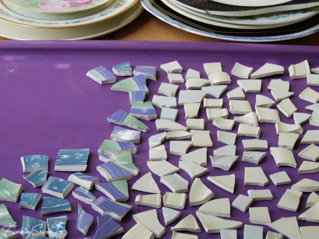 Spread Out Tesserae – From Broken China Birdhouse  @FanningSparks 