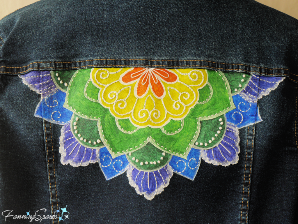 Painted and Embroidered Back of Denim Jacket   @FanningSparks