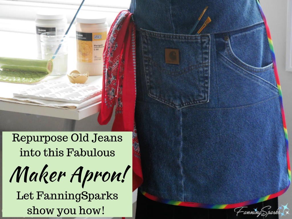 Repurpose Old Jeans into this Fabulous Maker Apron pin @FanningSparks