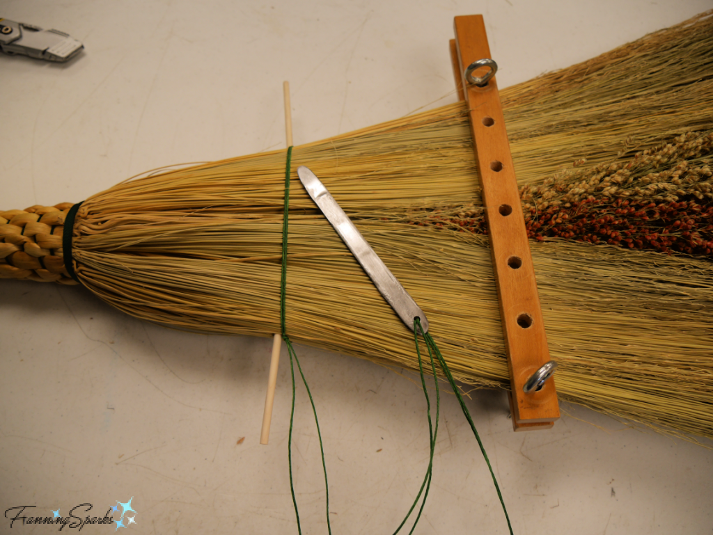 Preparing to Stitch My Broom with Waxed Cordage @FanningSparks