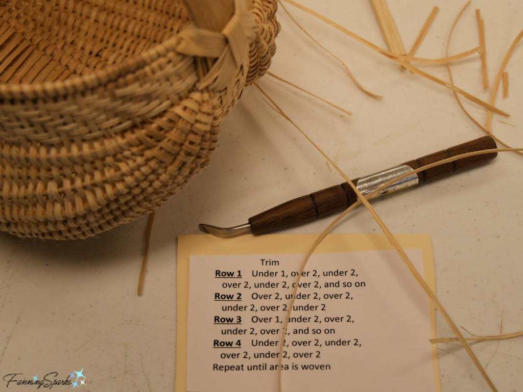 Weaving in the Trim with Twill Pattern on My White Oak Egg Basket   @FanningSparks