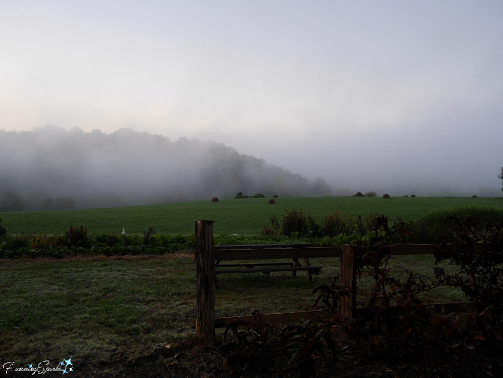 Misty Mountain Morning Over the Garden Fence at the John C Campbell Folk School   @FanningSparks