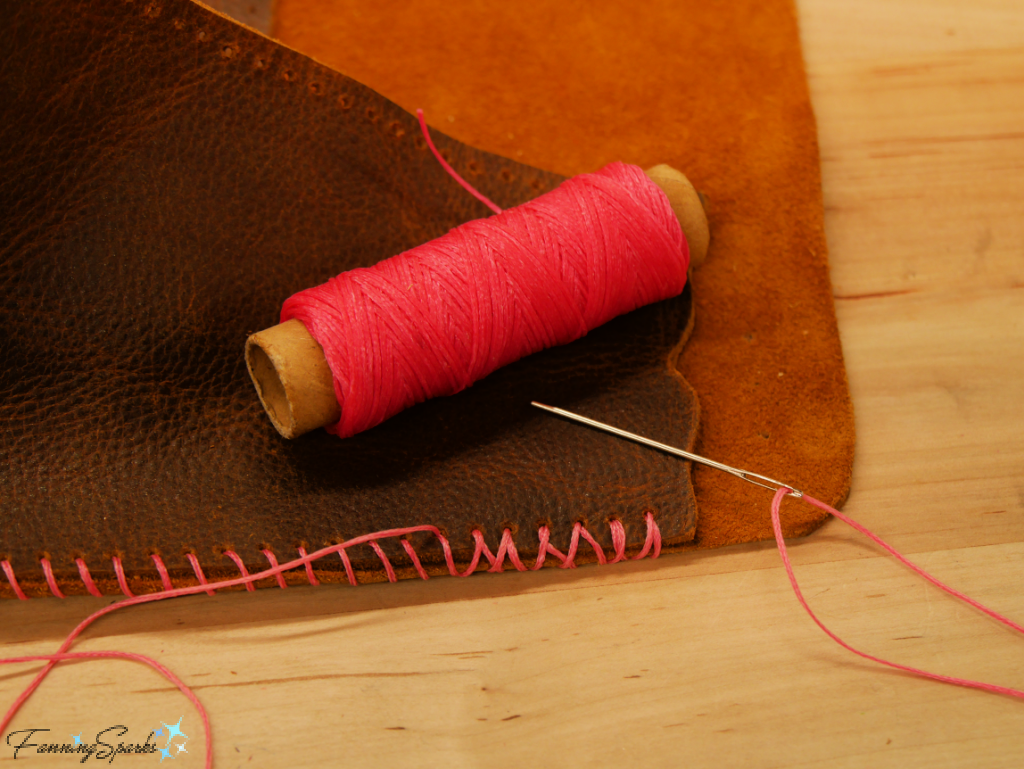 Stitching Back Panel to Gusset on my Whimsical Leather Camera Bag   @FanningSparks