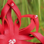 Red Leather Snowflake Ornament in Pine Tree @FanningSparks