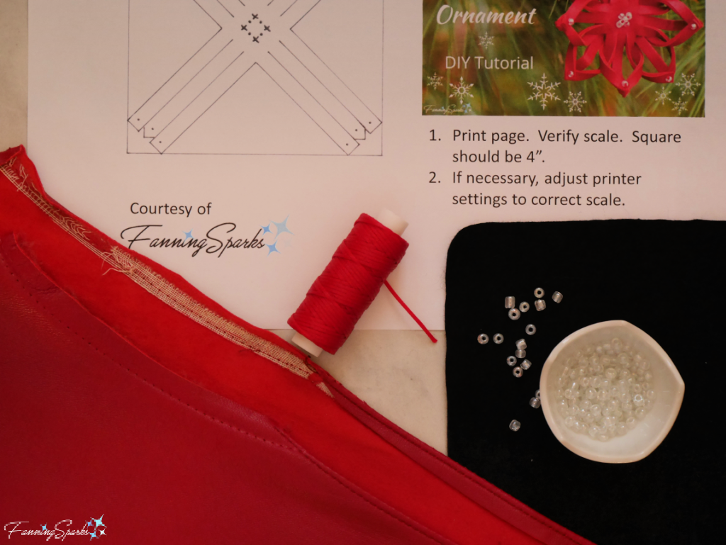 Supplies for Red Leather Snowflake Ornament   @FanningSparks