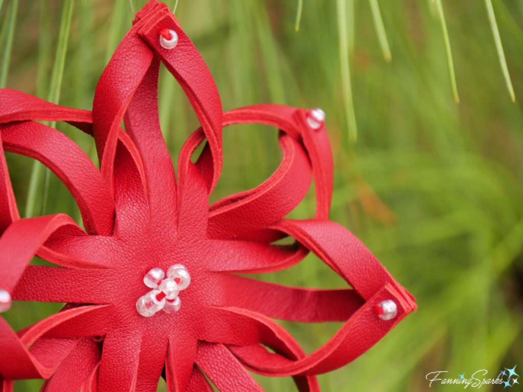 Completed Red Leather Snowflake Ornament   @FanningSparks