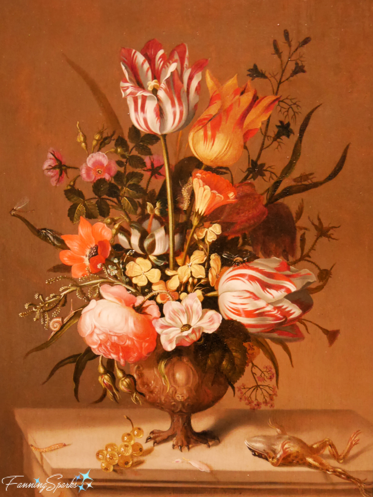 Still Life with a Vase of Flowers and a Dead Frog by Jacob Marrel   @FanningSparks