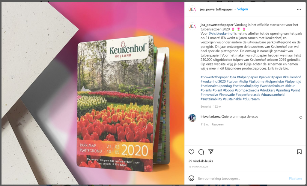 JEA Instagram Post Announcing Keukenhof Park Map   @FanningSparks