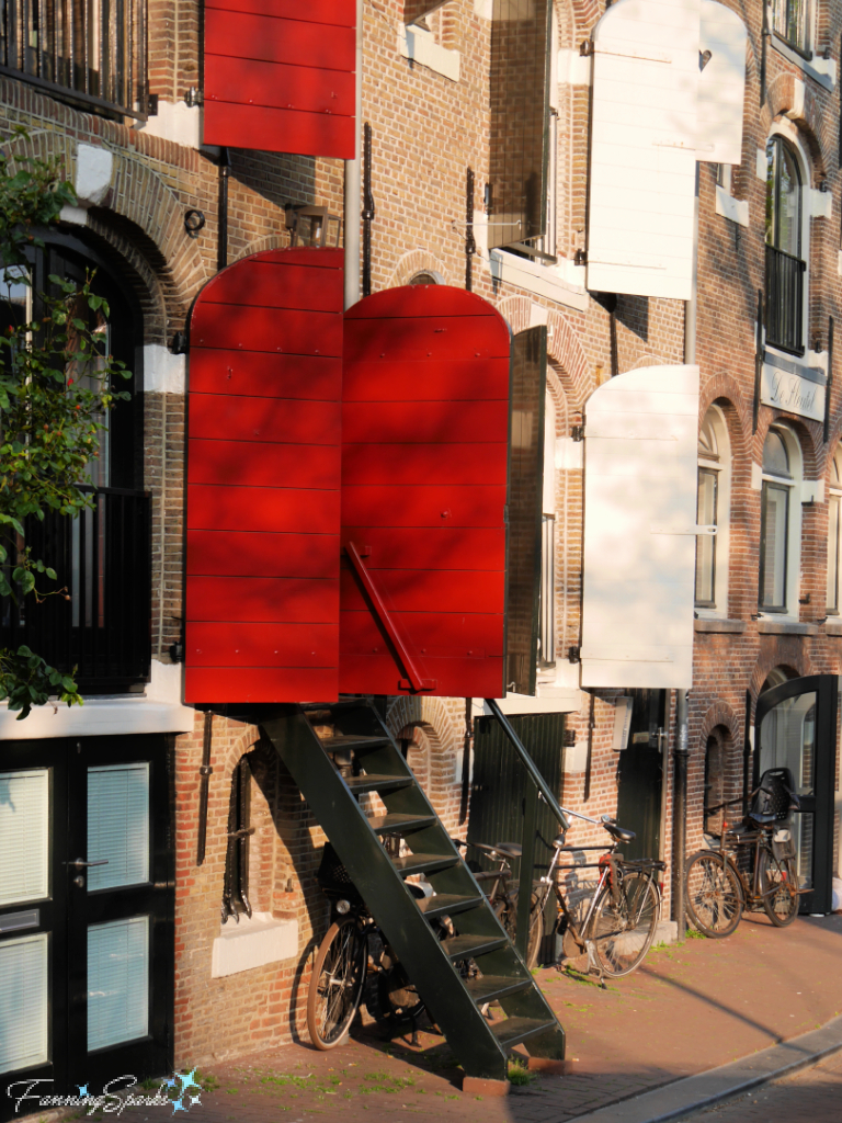 Ladder to Doorway with Red Shutters Amsterdam    @FanningSparks