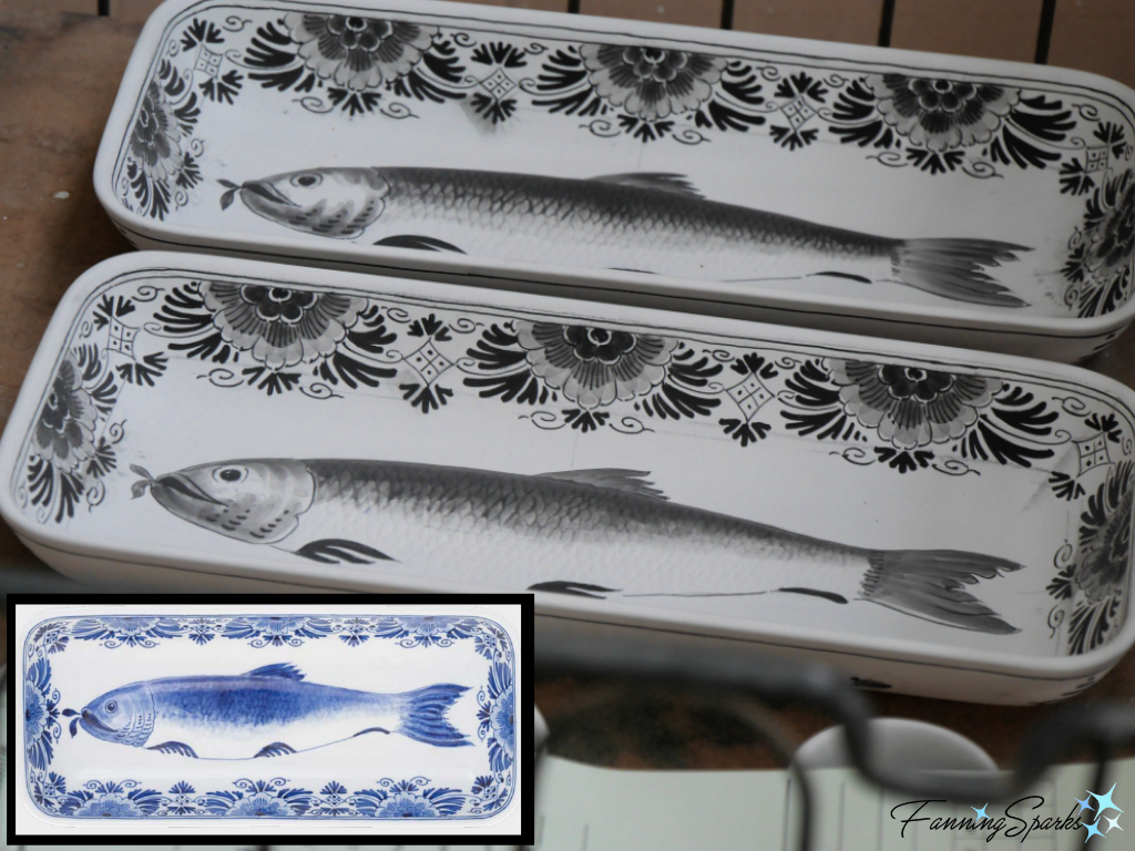 Royal Delft Herring Dish in Progress and Finished   @FanningSparks