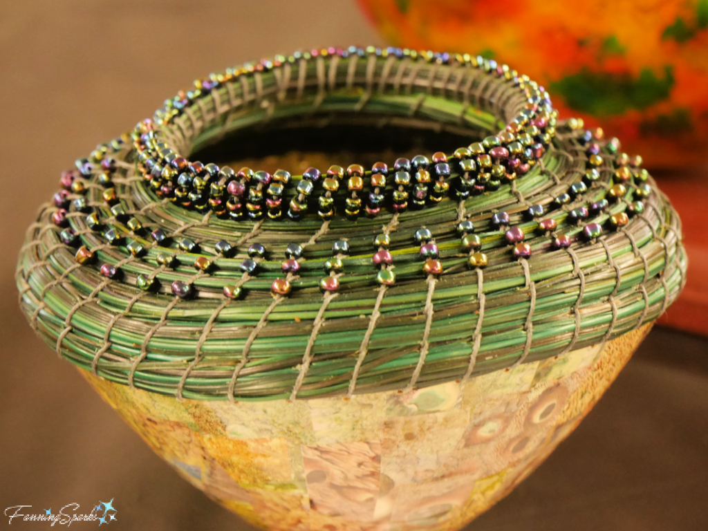 Gourd Trimmed with Pine Needles and Beads   @FanningSparks