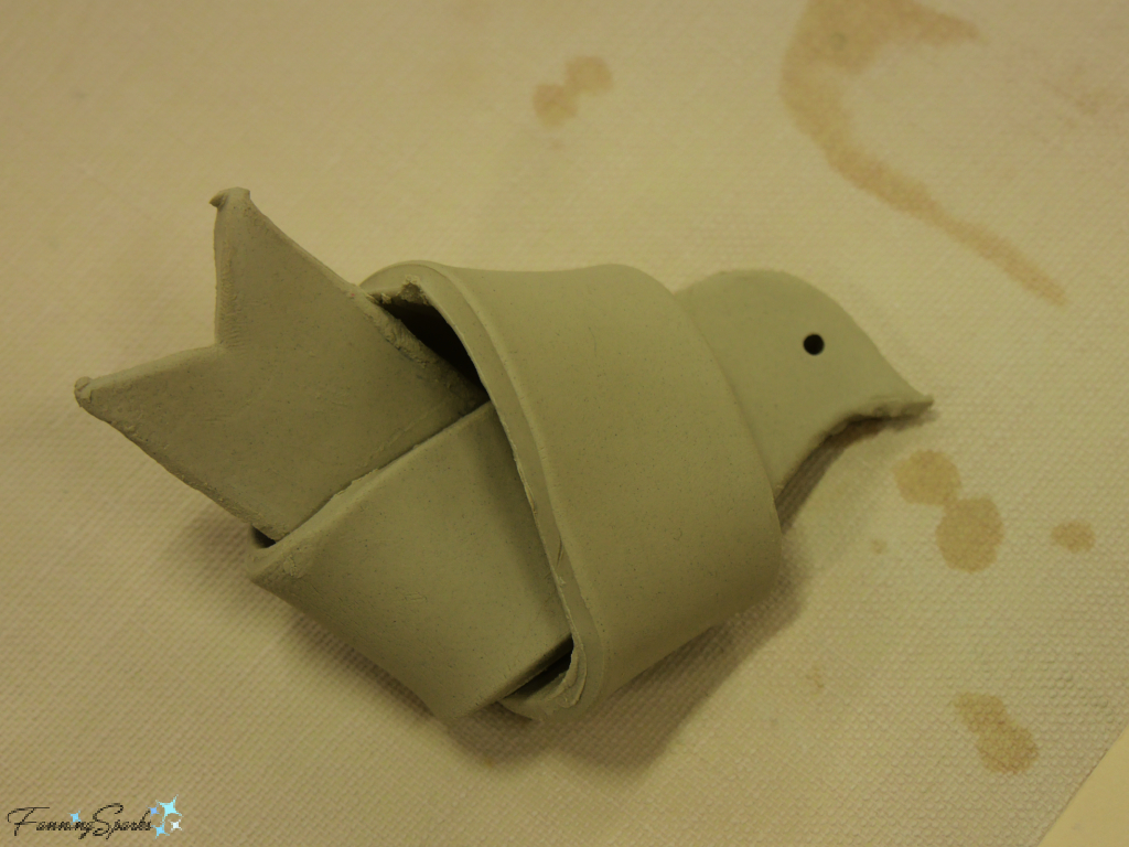 Tie Clay Bird into Knot for Knotted Ceramic Bird      @FanningSparks