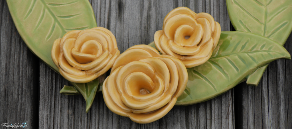 Ceramic Leaf and Roses Wreath Closeup @FanningSparks