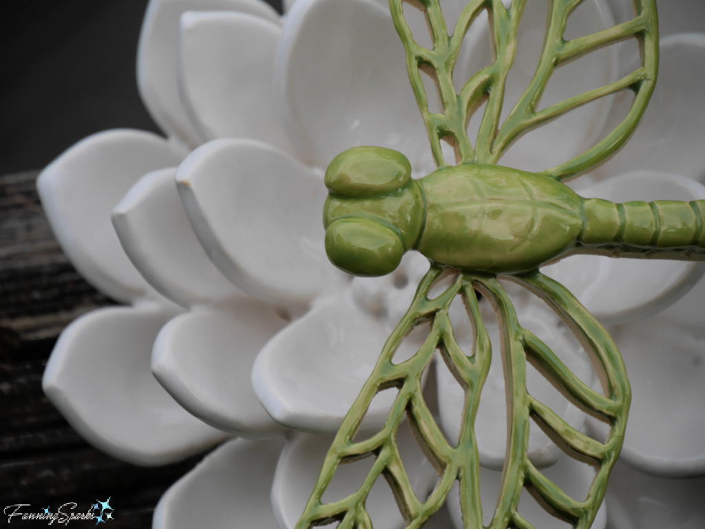 Closeup of Ceramic Waterlily with Dragonfly   @FanningSparks