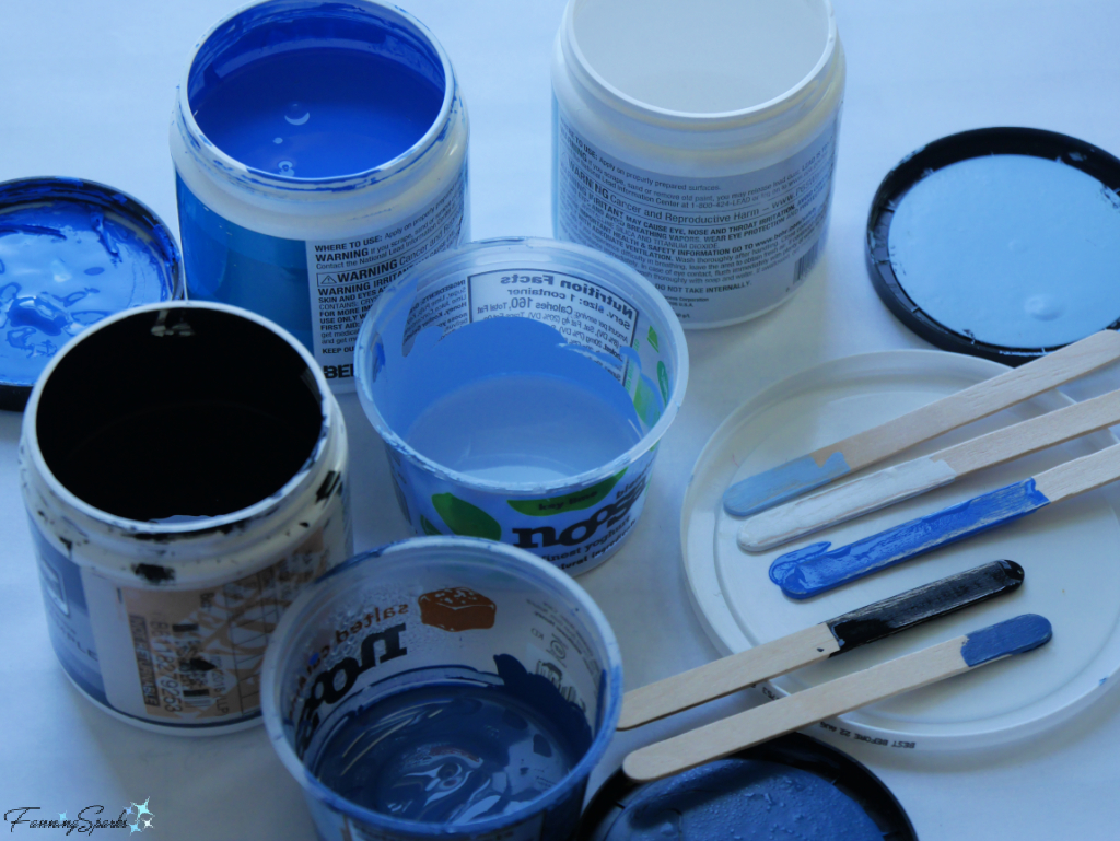 Mixing Paints for Three Colors of Blue   @FanningSparks