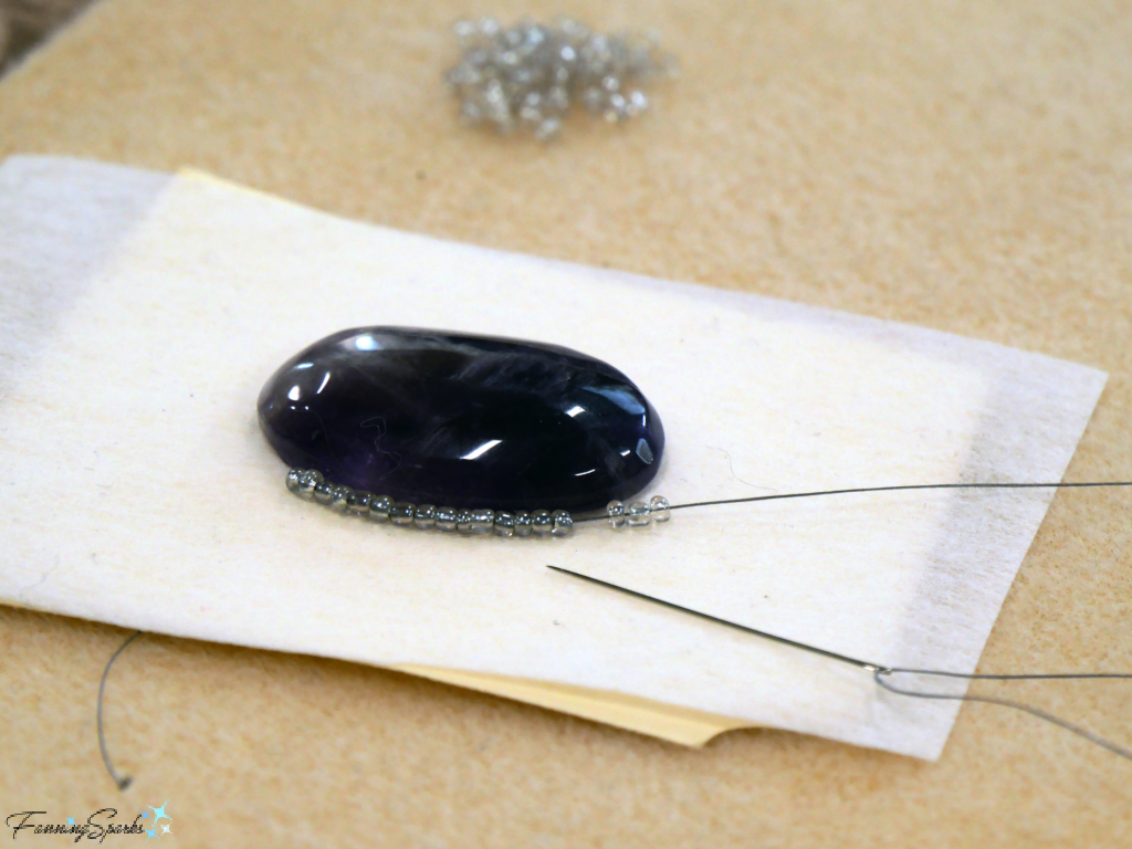 My Beaded Amethyst Cabochon – Base Row in Process    @FanningSparks