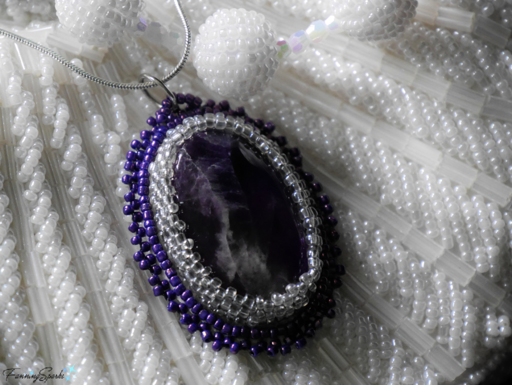 My Beaded Amethyst Cabochon with Beaded Bag @FanningSparks