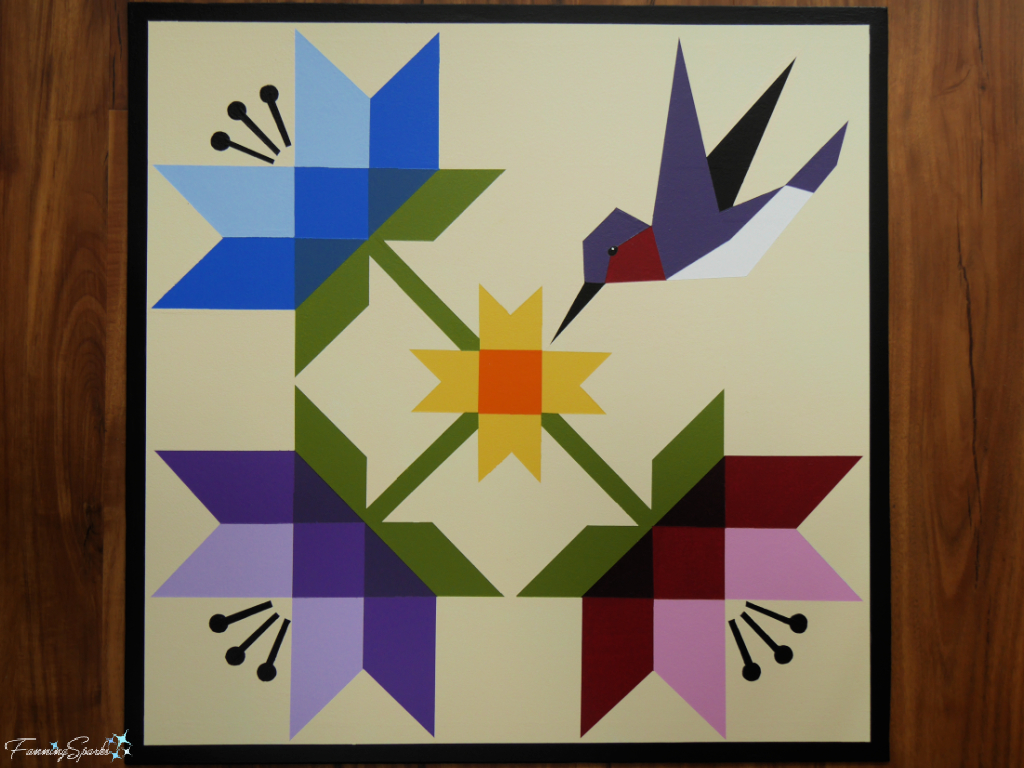 My Finished Lilies & Hummingbird Barn Quilt Block @FanningSparks