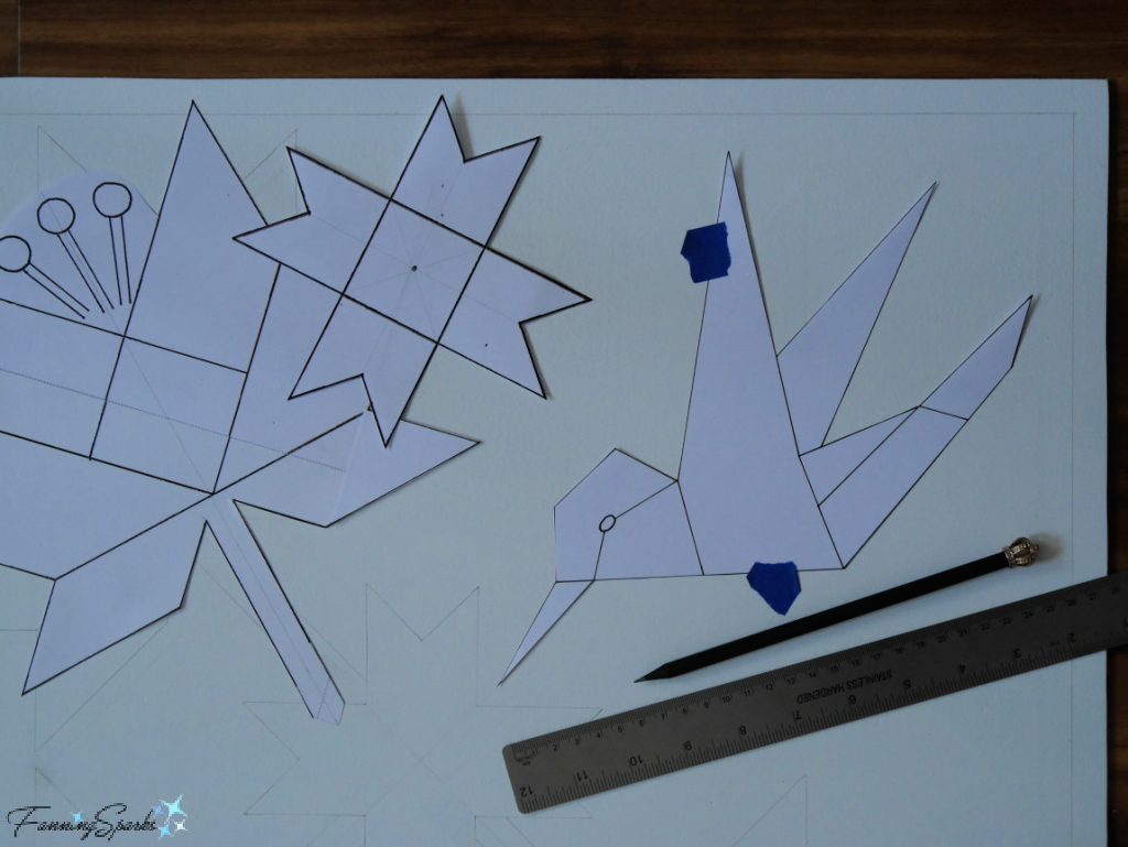 Pattern Elements Version 2 for My Lilies & Hummingbird Barn Quilt Block   @FanningSparks