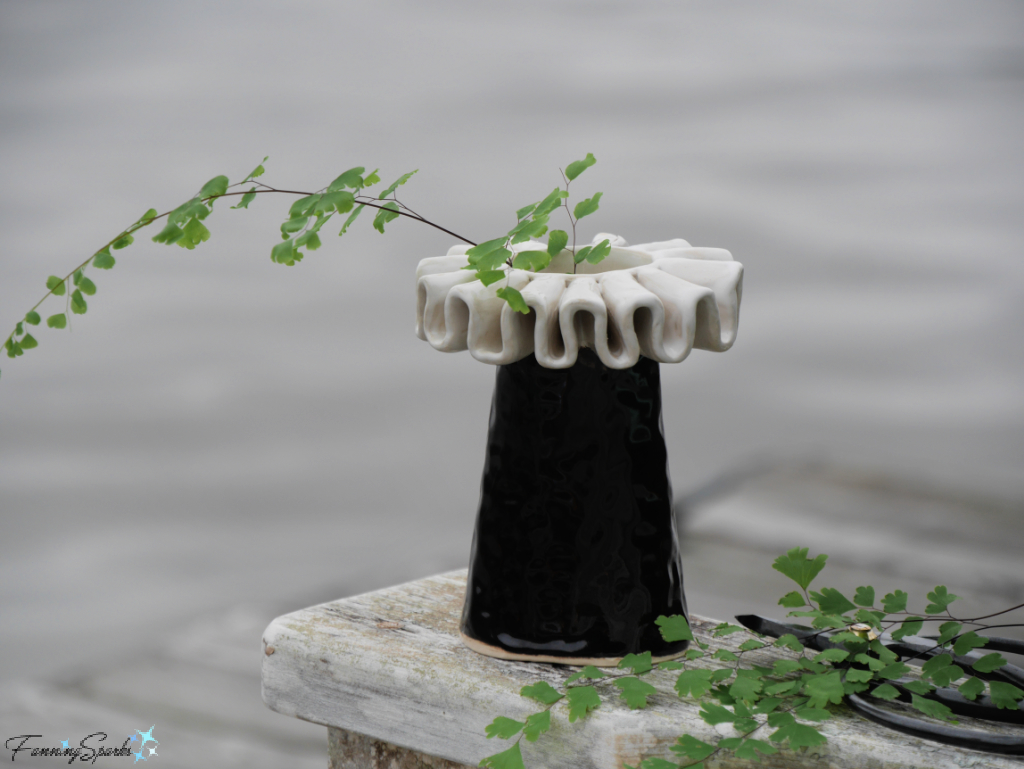 Ruffle Collar Vase with Ferns   @FanningSparks