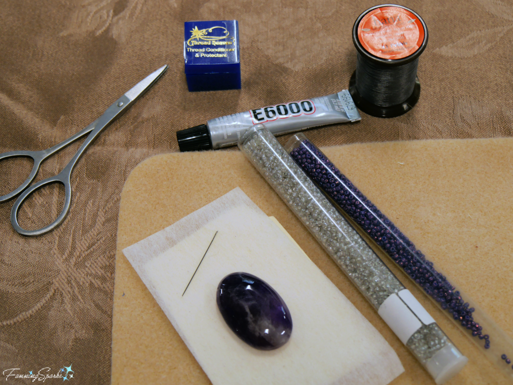 Supplies for Beaded Amethyst Cabochon   @FanningSparks