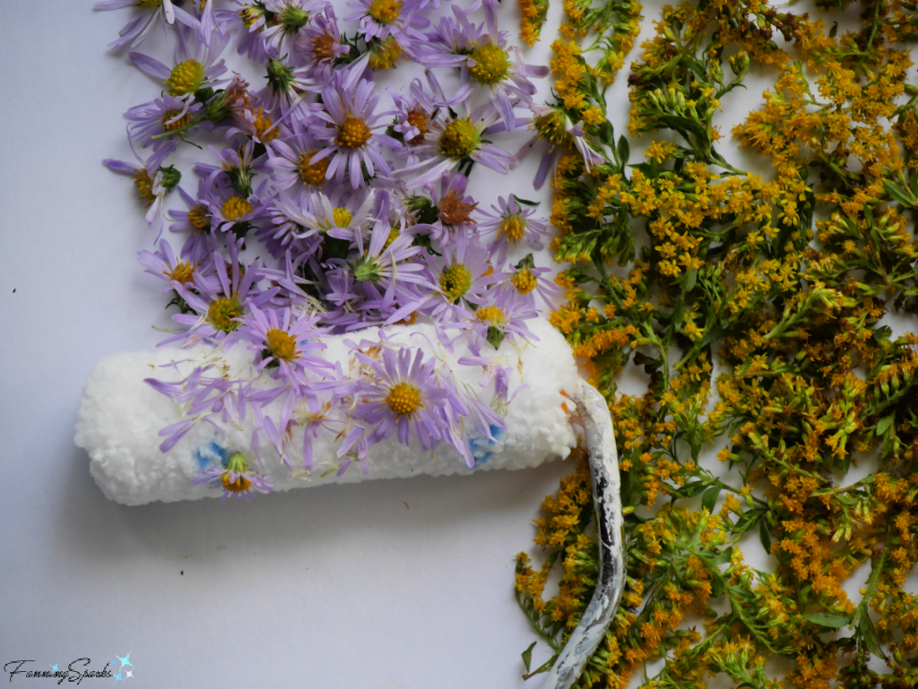 Painting Purple Asters and Goldenrod with Roller @FanningSparks