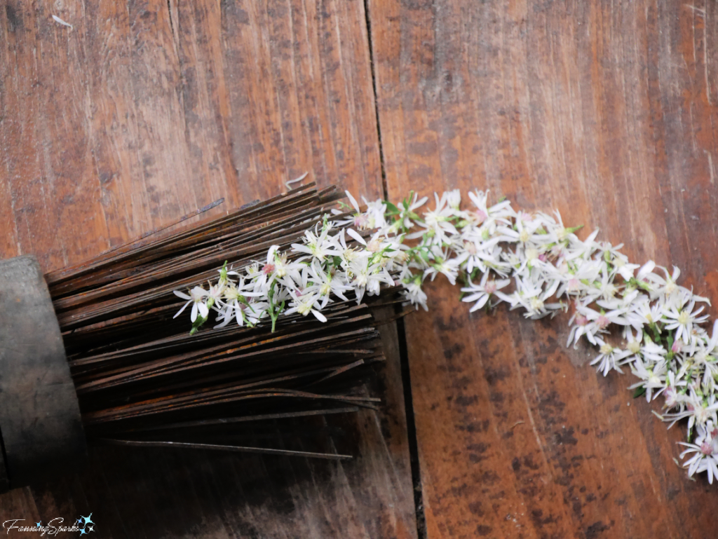 White Asters with Vintage Wire Brush   @FanningSparks