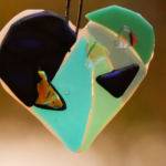 My Finished Fused Glass Heart Light Shining Through @FanningSparks
