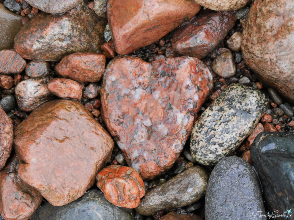 Wet Heart-Shaped Stone Along Margaree River in Nova Scotia   @FanningSparks