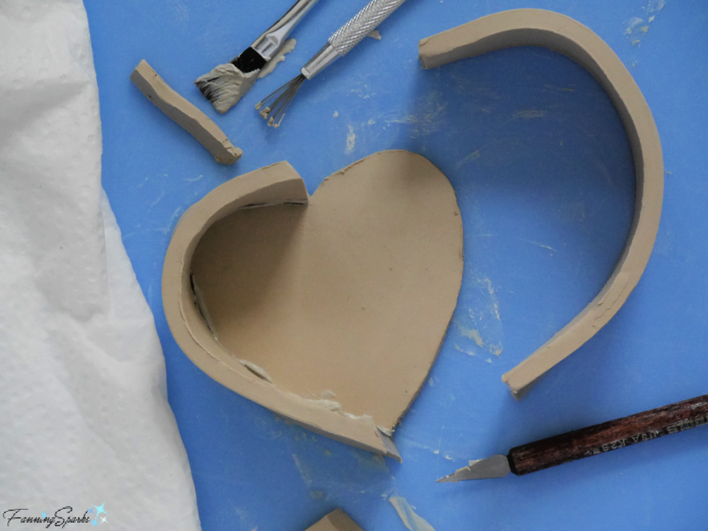 Attaching Sides to Ceramic Valentines Heart Box Step 2   @FanningSparks