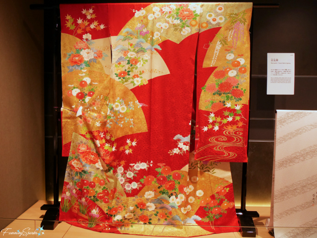 Kimono in Red with Gold Fans at Kyoto Museum of Crafts and Design   @FanningSparks