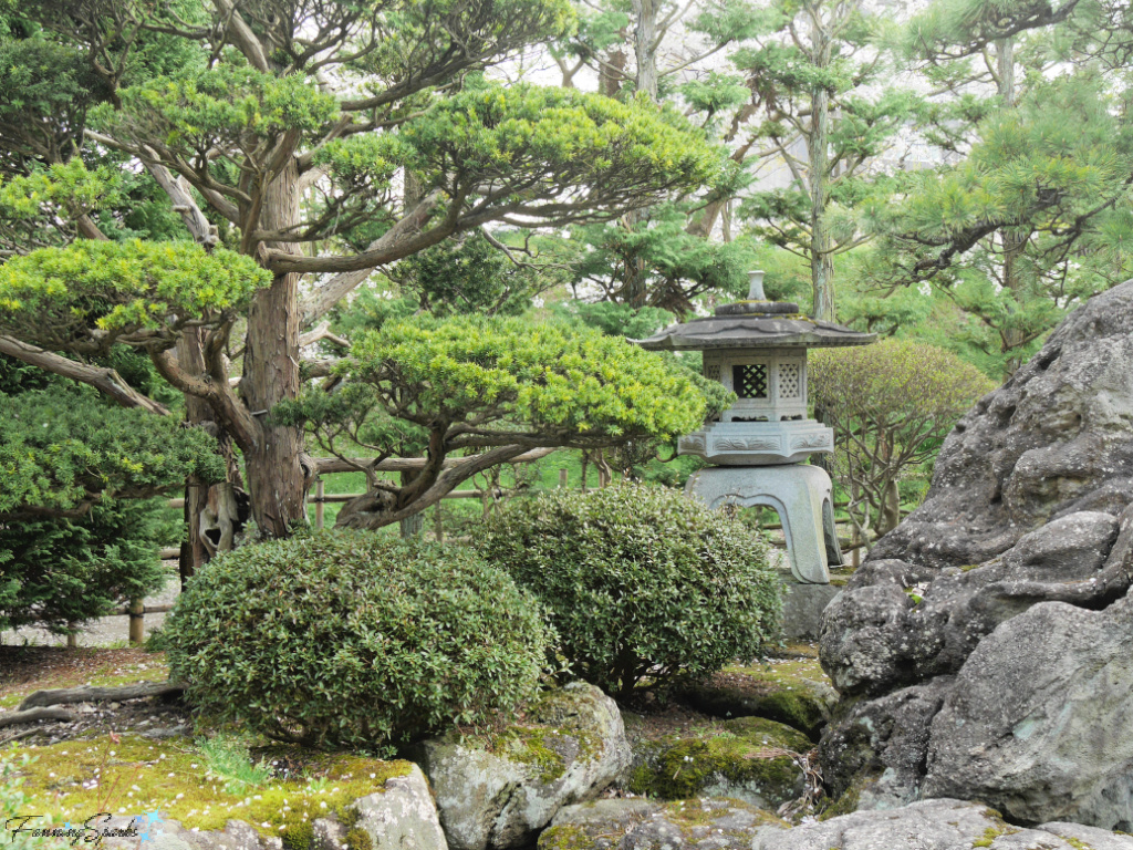 Perfectly-Placed Four-Legged Stone Lantern at Hirosaki Castle Botanical Garden in Japan    @FanningSparks