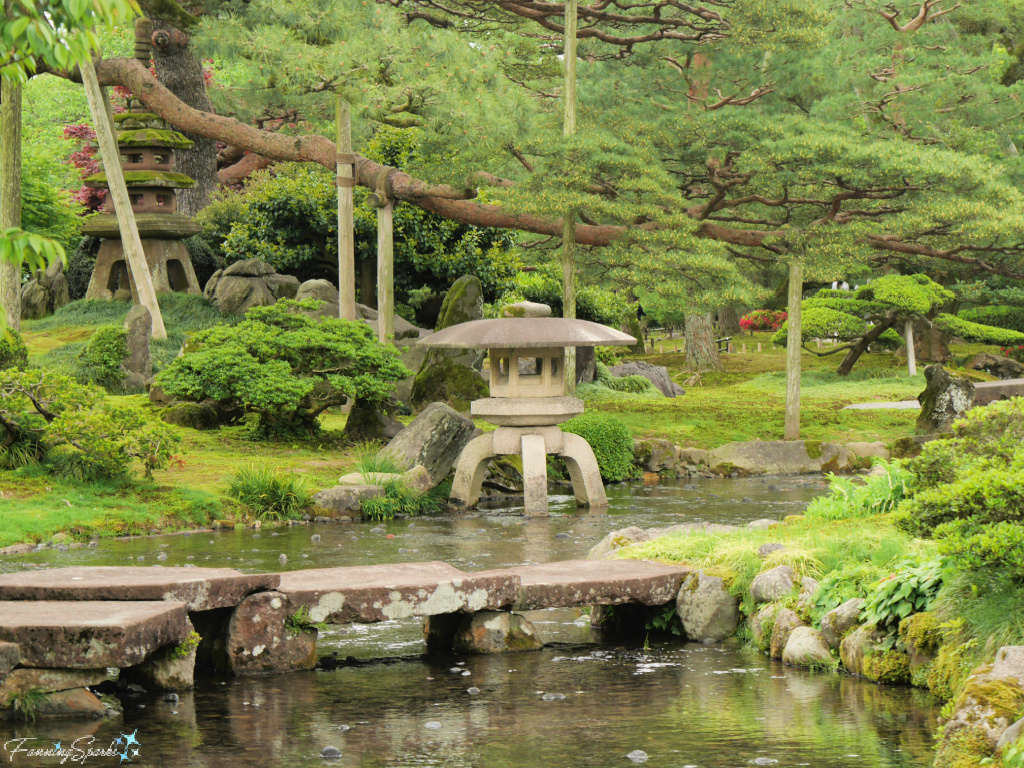 Three-Legged Stone Lantern at Waters Edge in Kenrokuen Garden in Kanazawa Japan   @FanningSparks