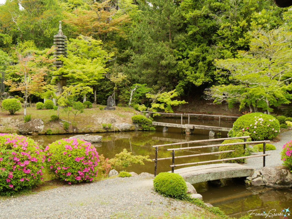 Viewing Garden with Bridges and Pagoda at Temple in Kyoto Japan @FanningSparks