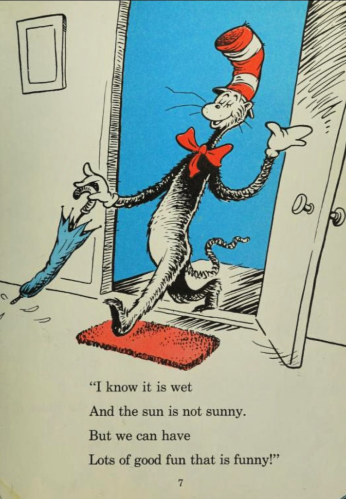 The Cat Arrives in The Cat in the Hat by Dr Seuss