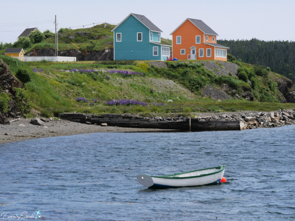 Two Colorful Salt Box Houses with Boat in Trinity Newfoundland   @FanningSparks