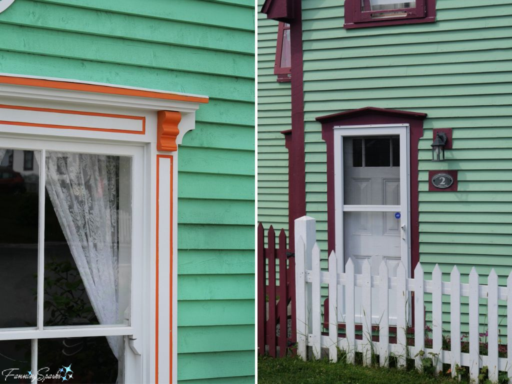 Mint Green Houses with Orange and Plum Trim   @FanningSparks