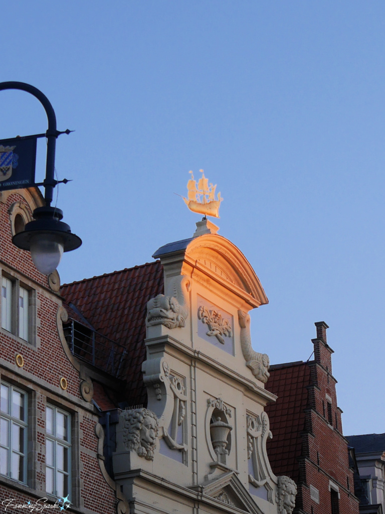 Sailing Ship Weather Vane on Guild House in Ghent Belgium   @FanningSparks