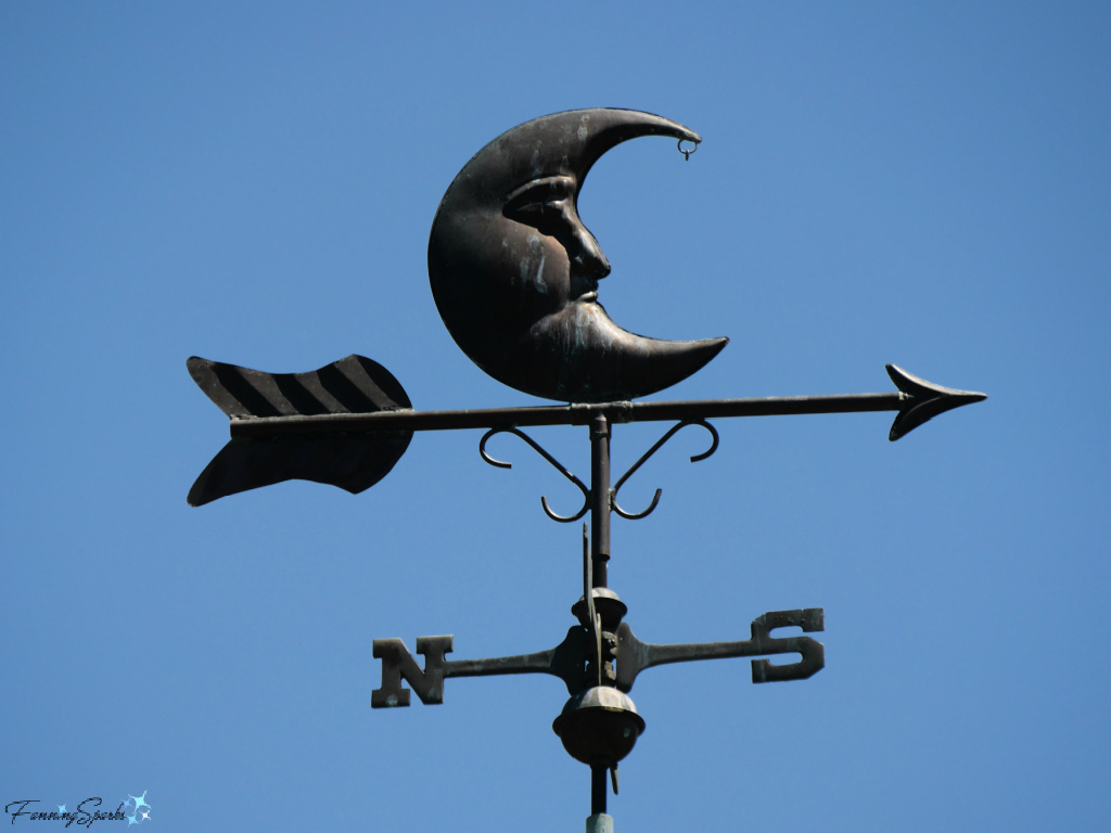 Smiling Moon Weather Vane at Coastal Maine Botanical Gardens in Boothbay Maine   @FanningSparks