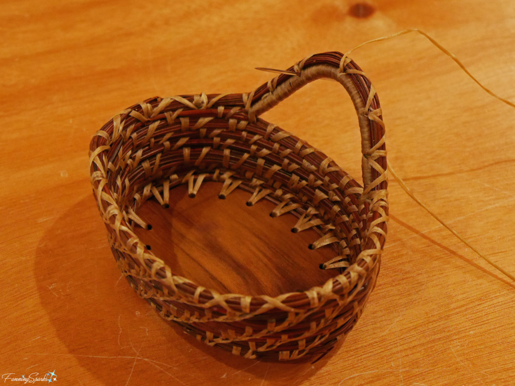 Final Stitching on my Pine Needle Basket   @FanningSparks