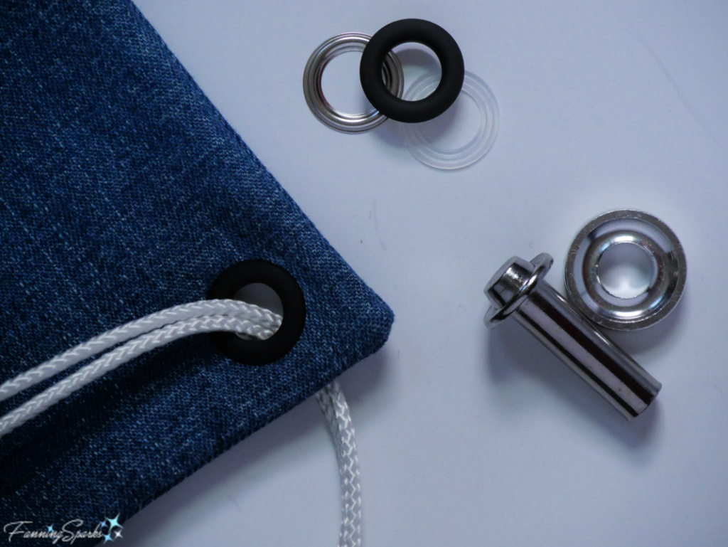 Install Grommet in Bottom Corner of FanningSparks Drawstring Backpack   @FanningSparks