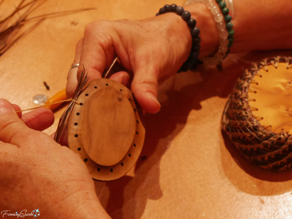 Pam Hermann Demonstrates Starting Pine Needle Basket   @FanningSparks