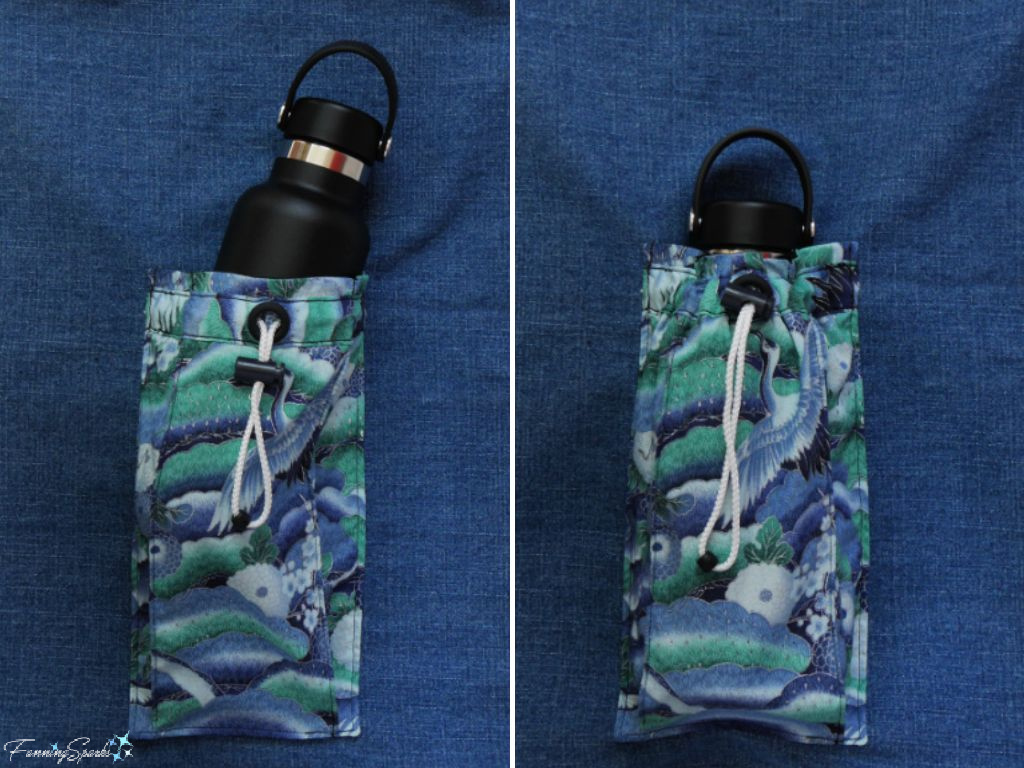 Pleated Pocket with Water Bottle of FanningSparks Drawstring Backpack   @FanningSparks