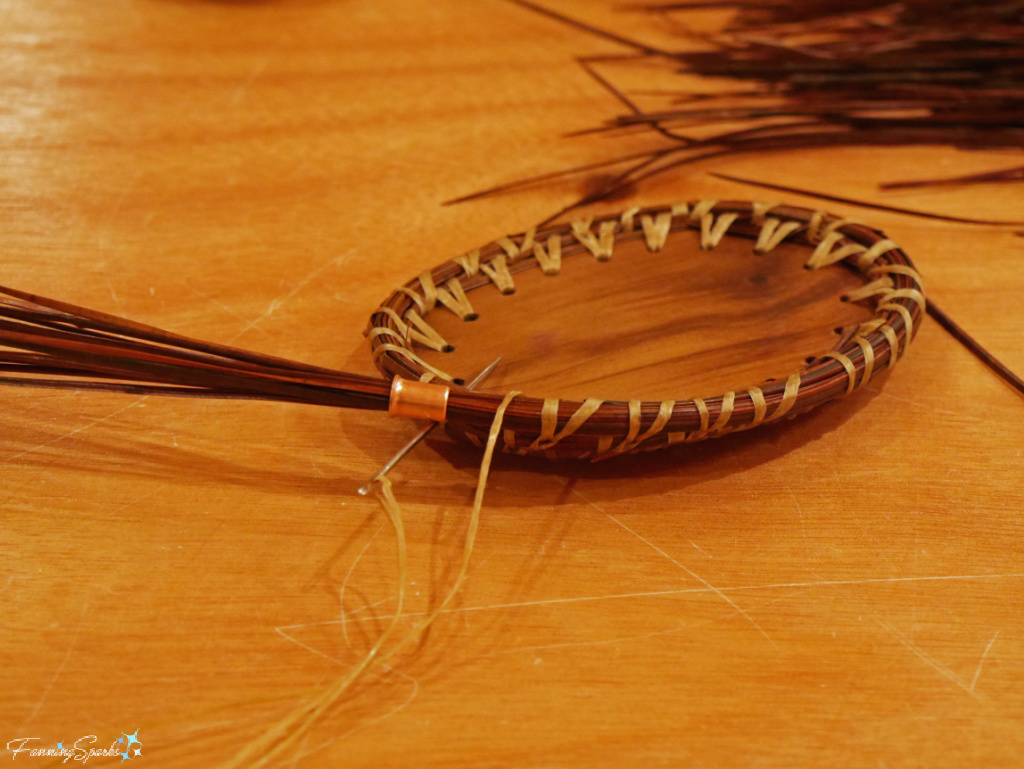 Third Row in Progress on my Pine Needle Basket   @FanningSparks